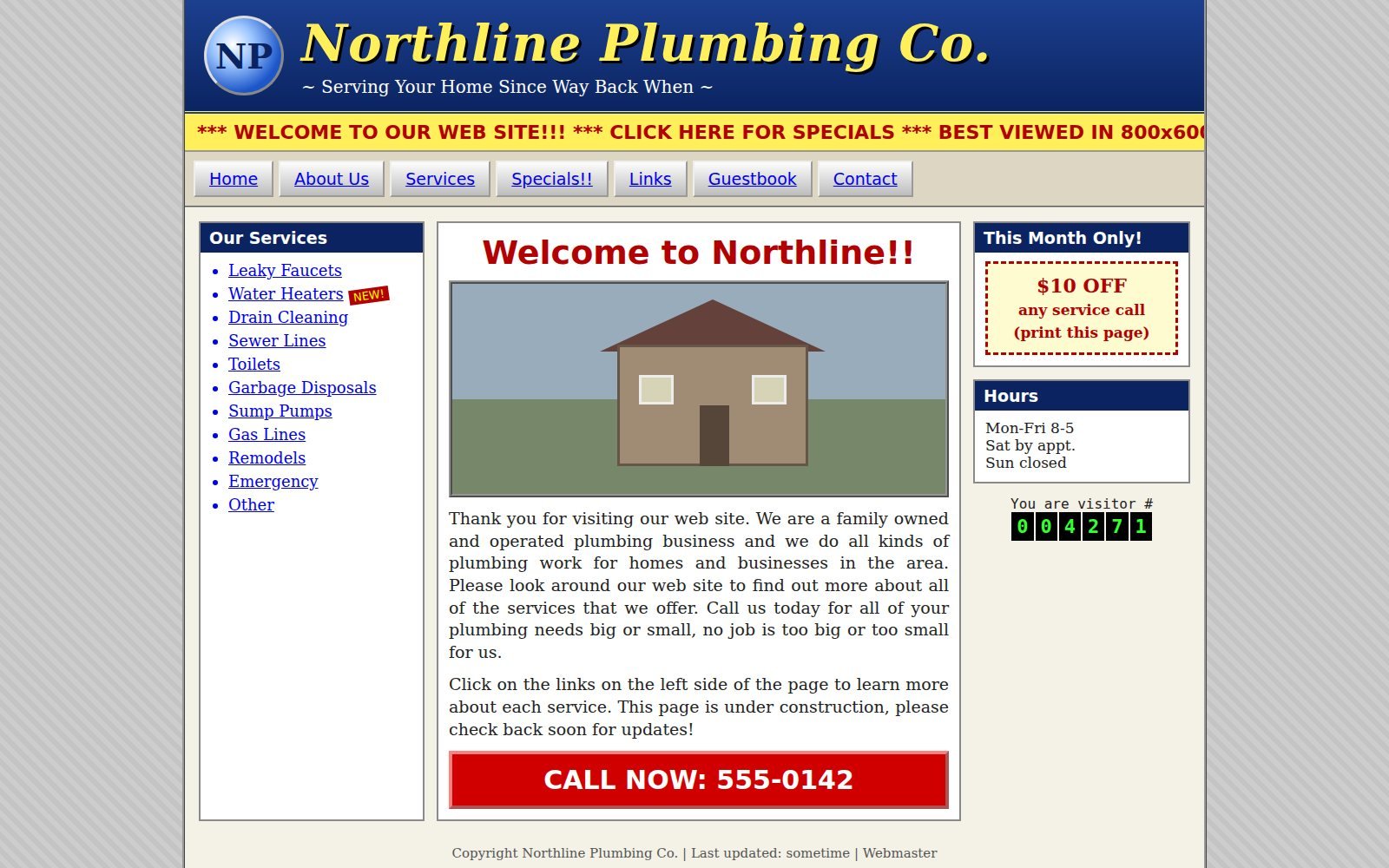 Before: the original Northline Plumbing website with a dated, cluttered layout
